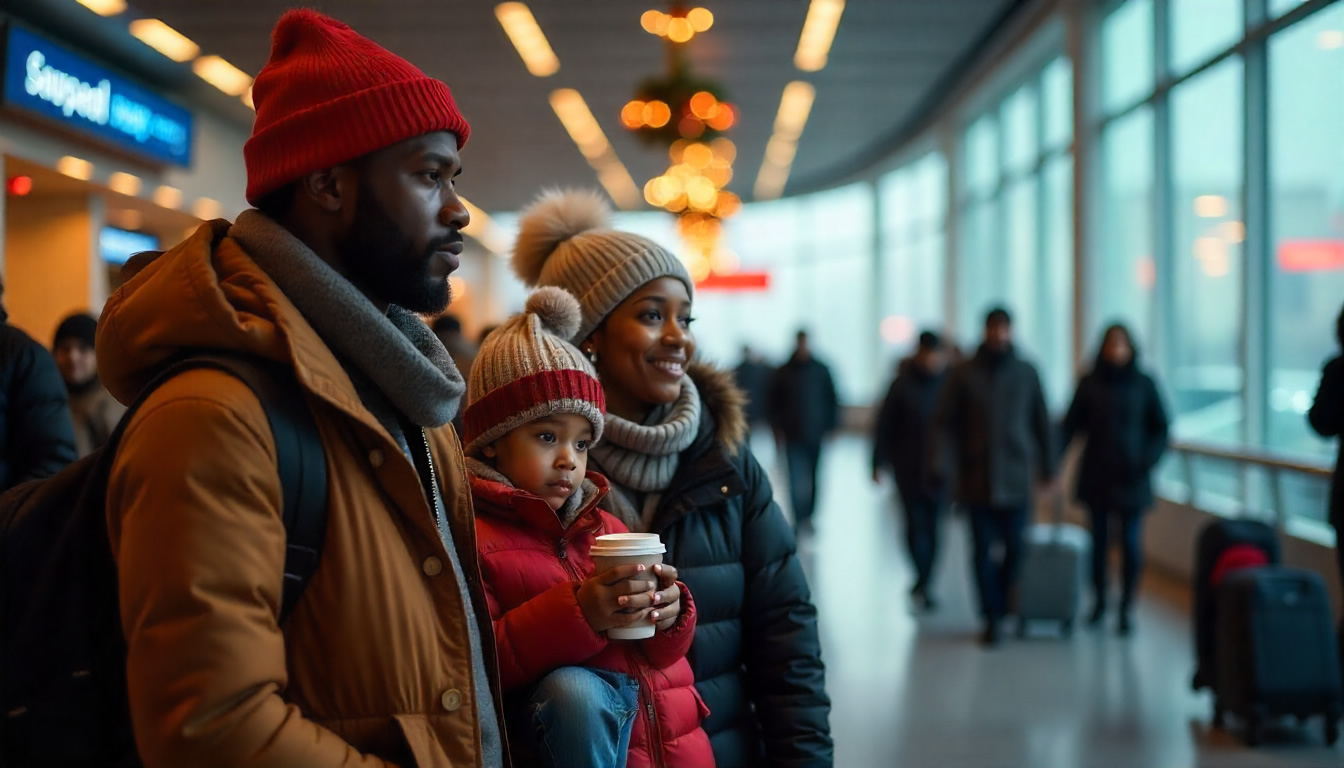Japa - A Nigerian Family waiting to board an airplane.
